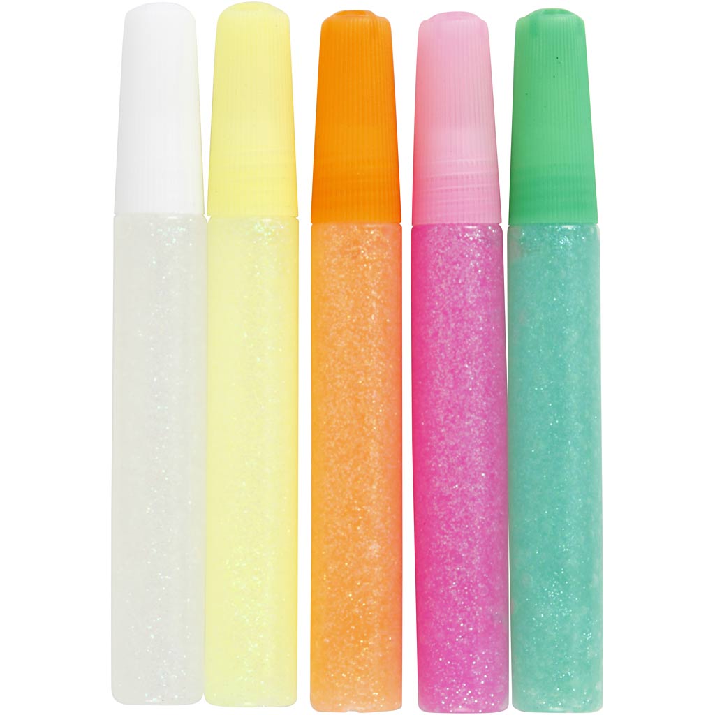 Glitter Glue Pens Pastels - 5 Pack