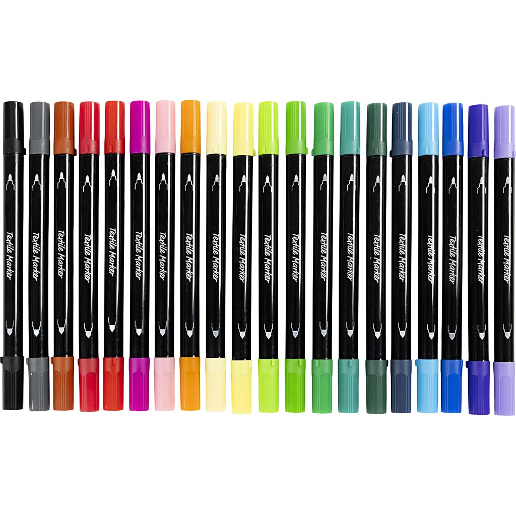 Permanent Textile Marker Sets Dual Tip - 20 Pack