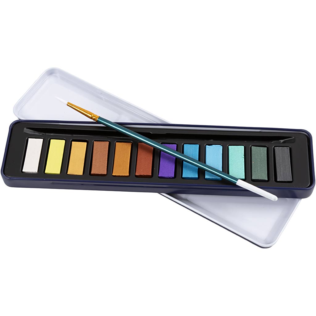 Watercolour Sets Metallic Colours Paint Craft Kit - 12 Pack