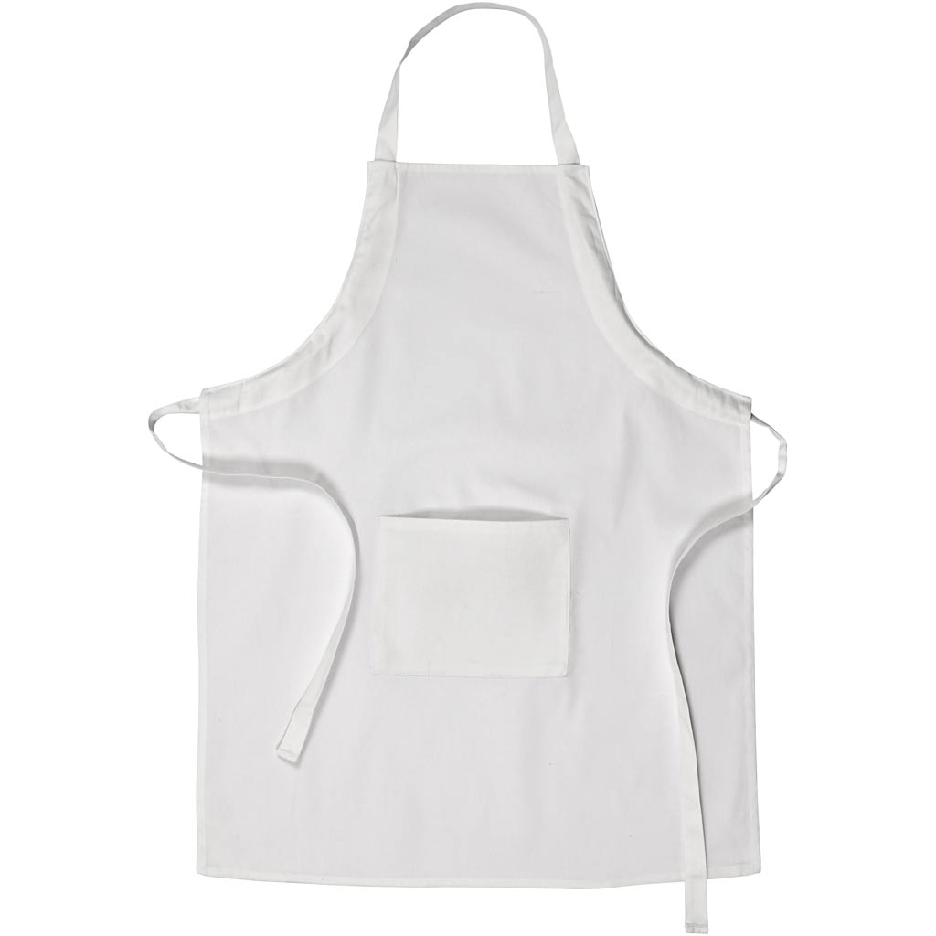 Cotton Apron White Large Front Pocket Medium to XL
