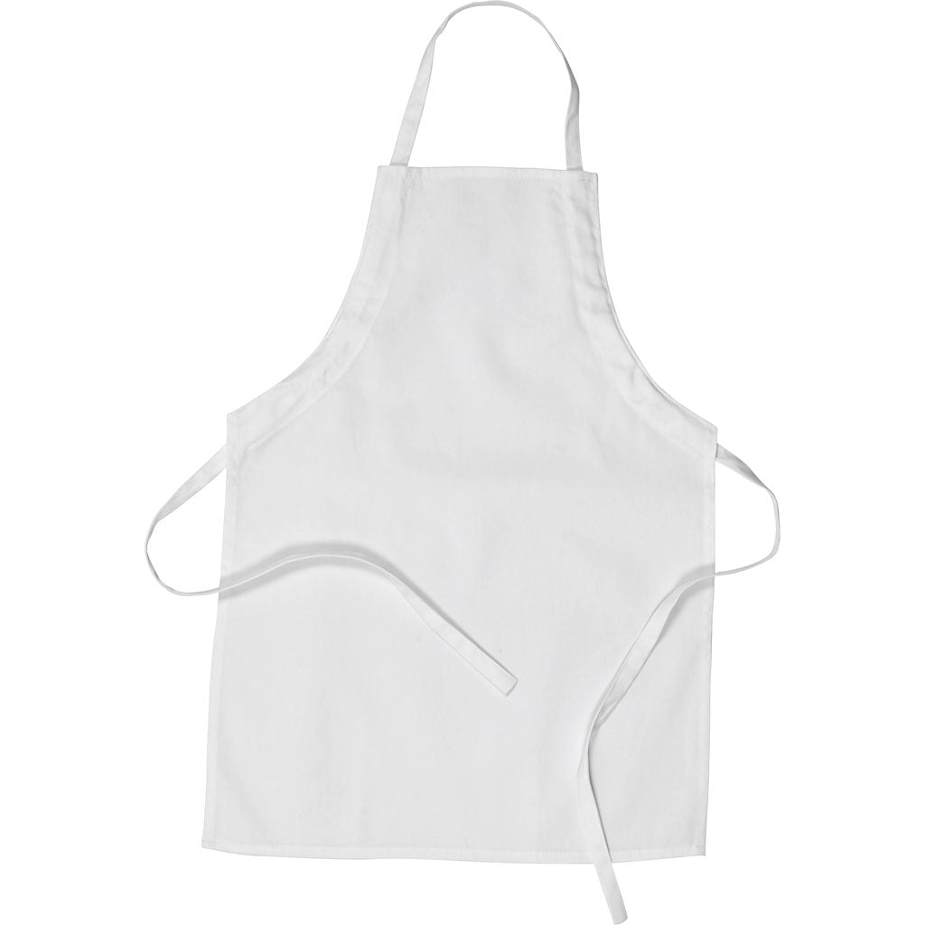 Children€™s Cotton Apron White Adjustable Neck Strap Ages 4-6