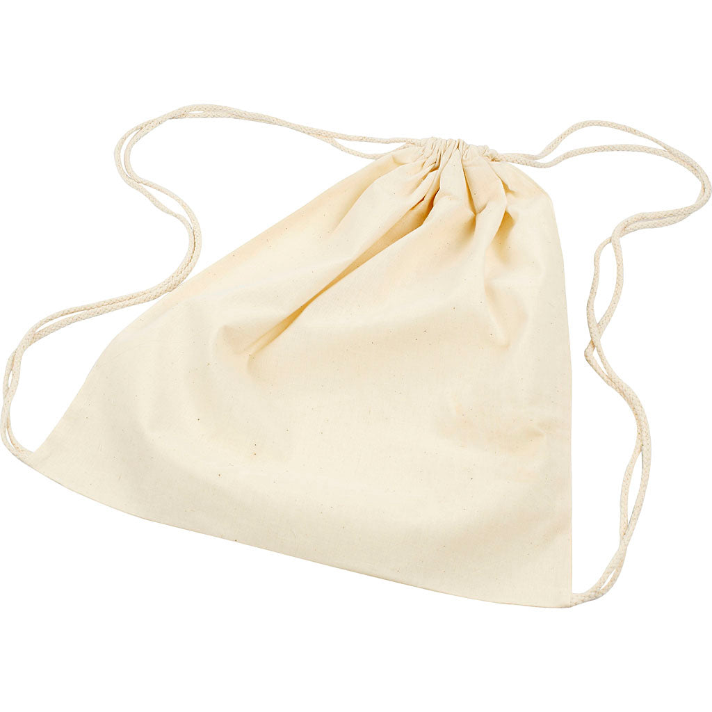 Light Natural Cotton Drawstring Bags - 3 Pack