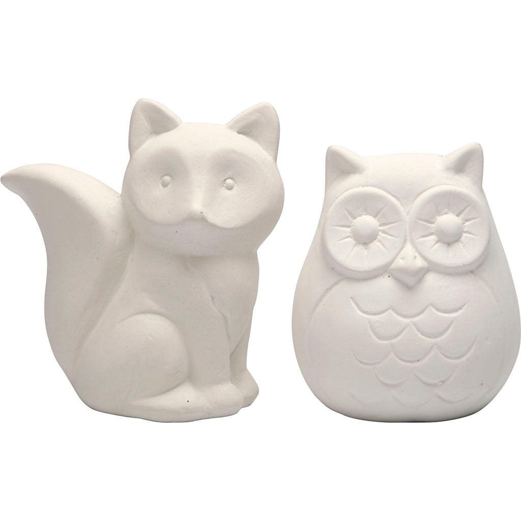 Animal Saving Banks Owl & Fox With Personalisation Blanks