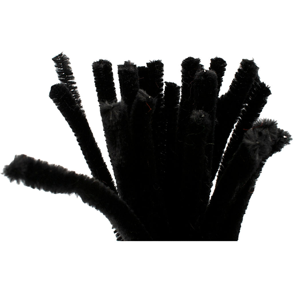 Black Pipe Cleaners - 25 Pack 30cm x 9mm