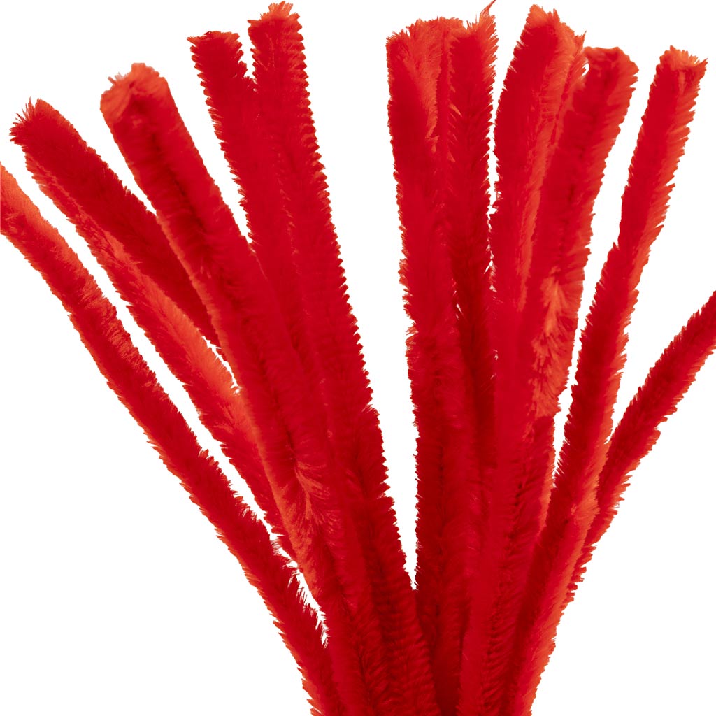 Red Pipe Cleaners - 15 Pack 30cm x 15mm