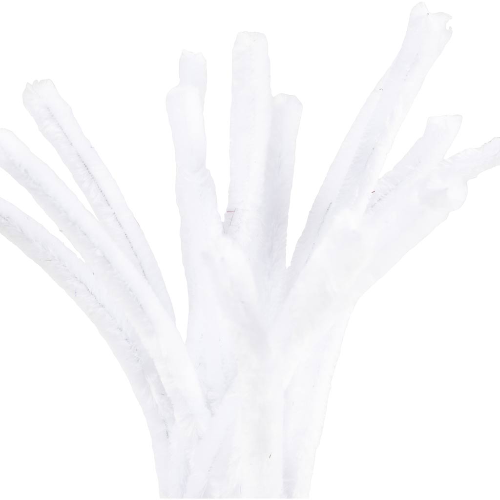 White Pipe Cleaners - 15 Pack 30cm x 15mm