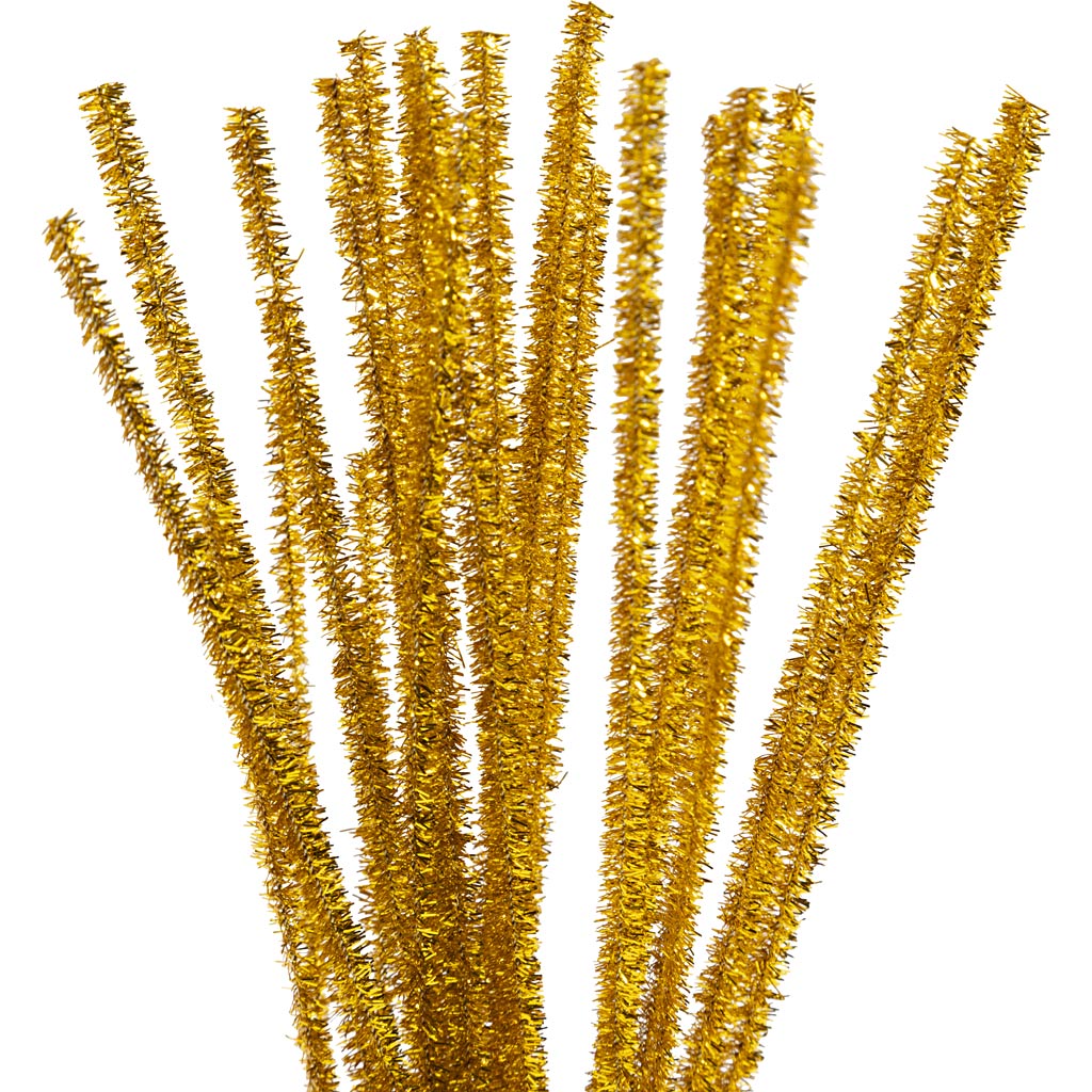 Glitter Gold Pipe Cleaners - 24 Pack 30cm x 6mm