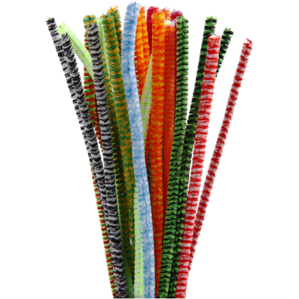 Assorted Colours Pipe Cleaners - 30 Pack 30cm x 6mm