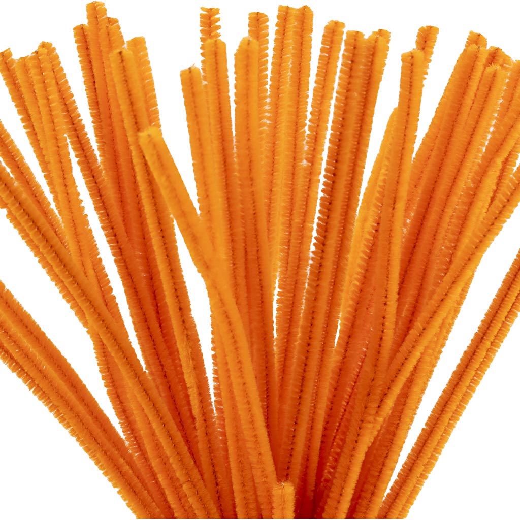 Orange Pipe Cleaners - 50 Pack 30cm x 6mm