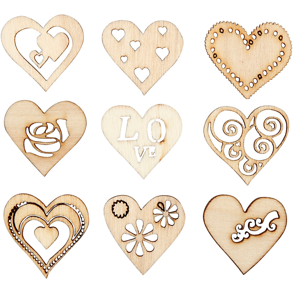 Love Wooden Decorations - 45 Pack Wood Veneer