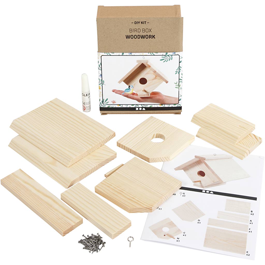 Wooden Bird Box Lightweight Wood 25mm Entrance Hole Craft Kit