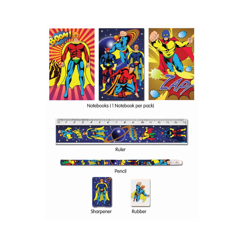 5 Piece Superhero Stationery Set