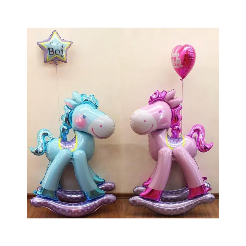 Giant Pink Rocking Horse AirWalker Baby Girl Foil Balloon