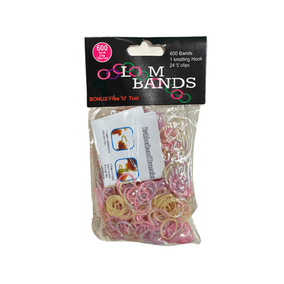 Wholesale 600 Light Coloured Loom Bands With Bonus 'U' Tool - (Case of 16)