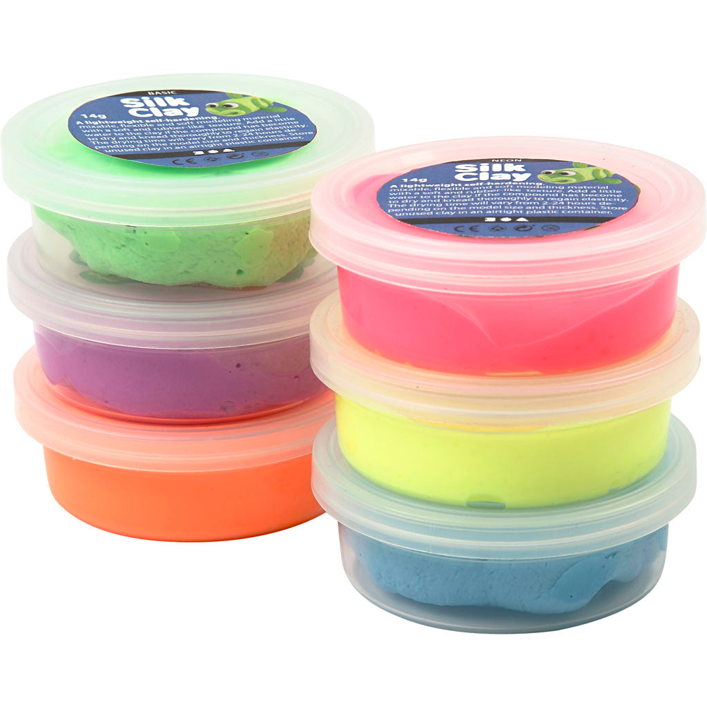 Neon Colours Silk Clay Tubs - 14g 6 Pack