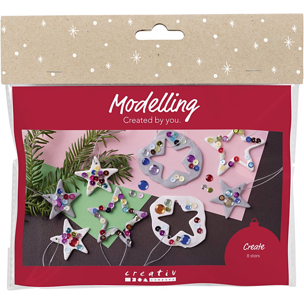 Christmas Silver White Stars Modelling Clay Craft Kit
