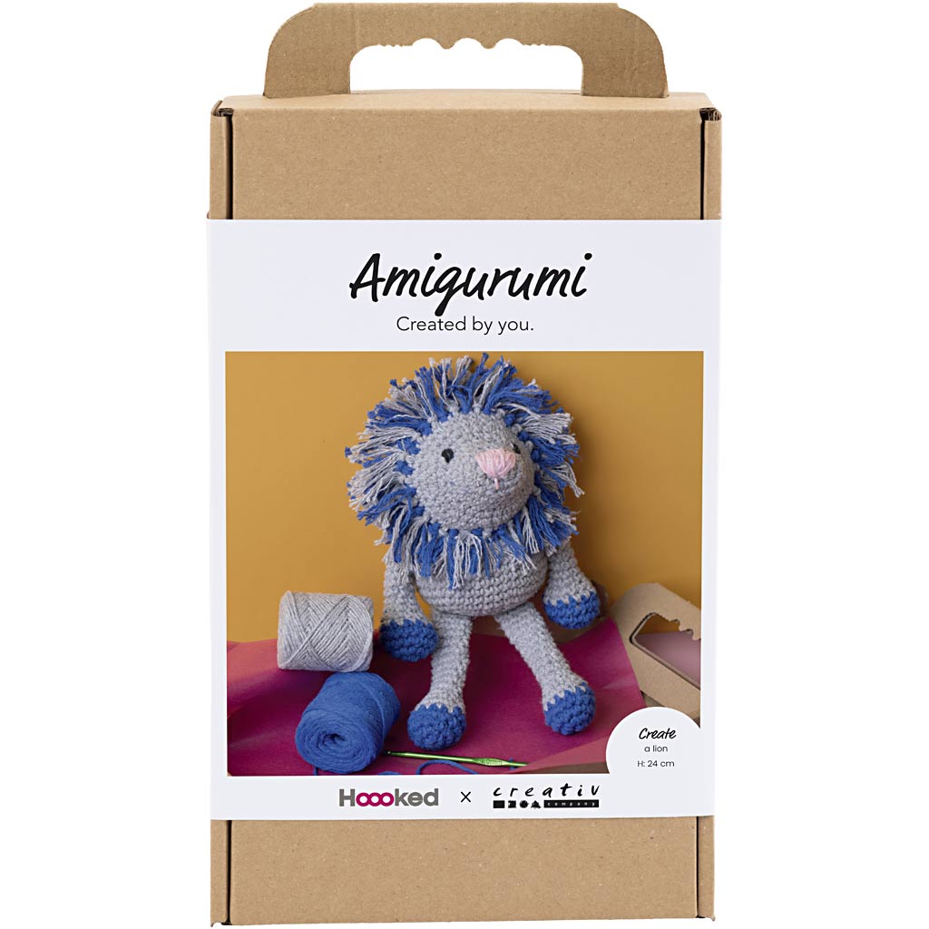 Lion Crochet Craft Kit Navy Blue & Light Grey