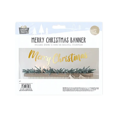 Wholesale Christmas Gold Banner - (Case of 12)