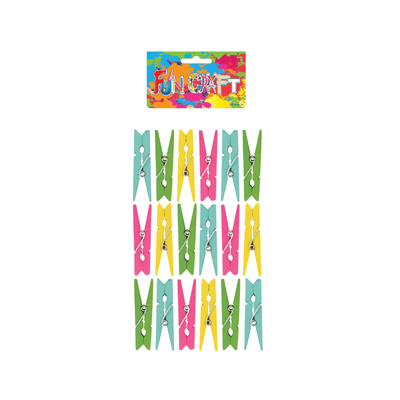 Wholesale Fun Craft Colourful Wooden Craft Pegs - (Case of 12)