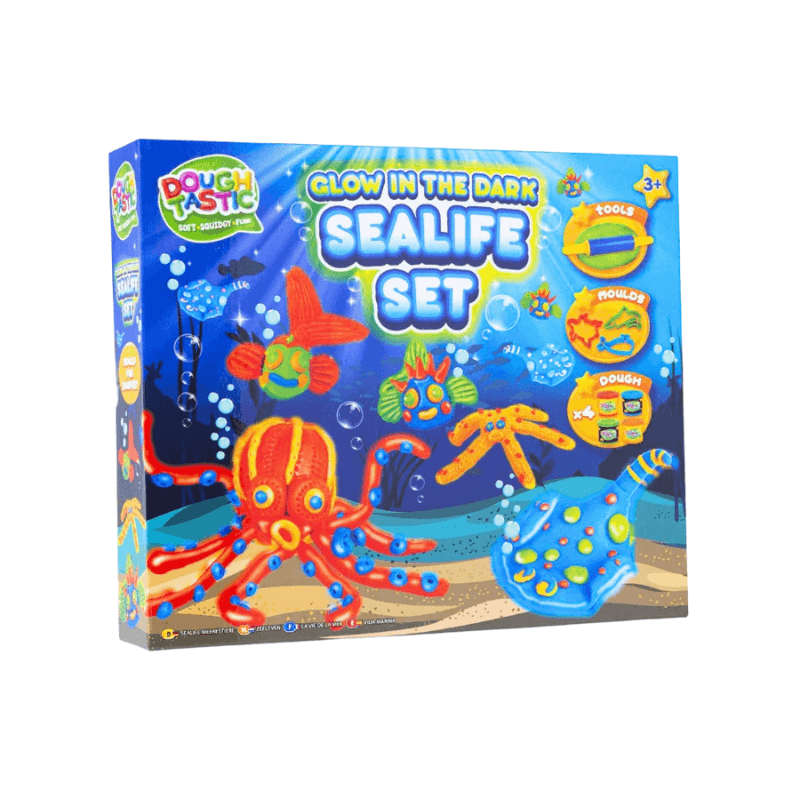Wholesale Dough Tastic Glow In The Dark Sealife Set - (Case of 16)
