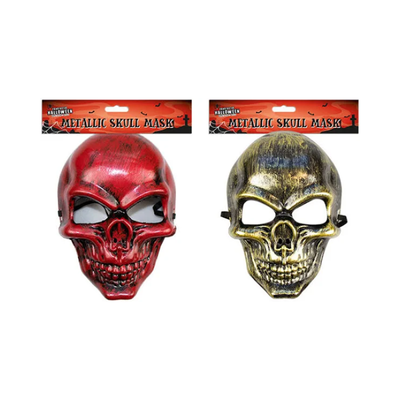 Wholesale Halloween Metallic Skull Mask - (Case of 12)