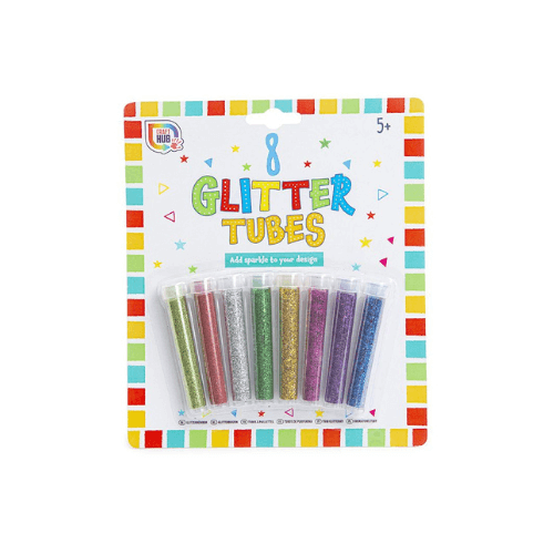 Wholesale 8 Pack Of Craft Glitter Tubes - (Case of 12)