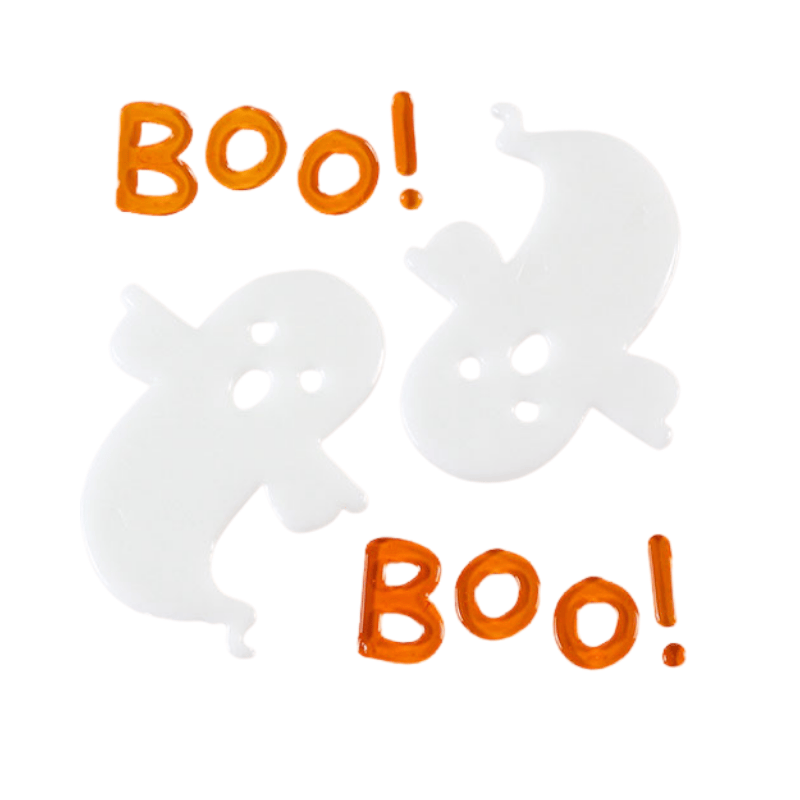 Orange text Boo and 2 ghost window gel stickers