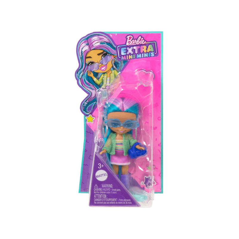 Mattel Barbie Extra Mini Minis Cheveux Bleu Fluo Et Rose PoundFun