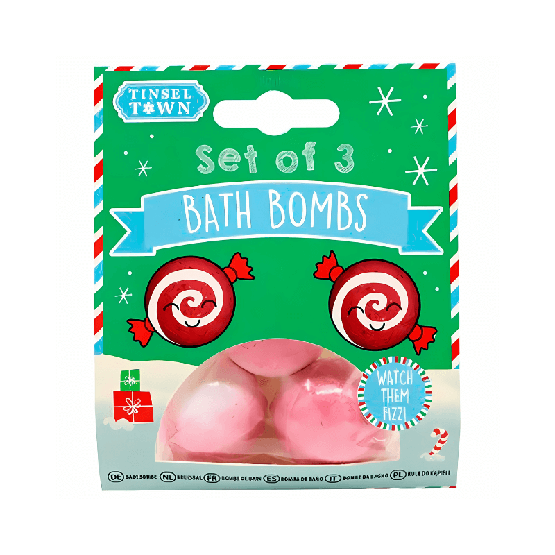 Wholesale Set of 3 Pink Christmas Bath Bombs - (Case of 12)