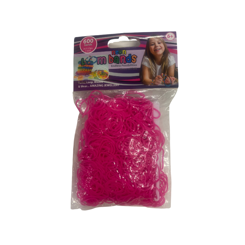 Wholesale 600 Neon Pink Loom Bands - (Case of 16)