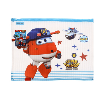 Wholesale Super Wings Folder Zip Bag! Badge Blue - (Case of 12)