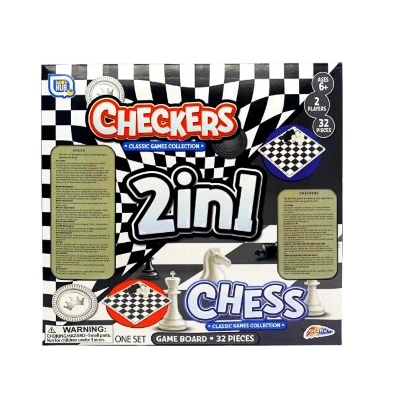 Wholesale Grafix 2in1 Chess & Checkers Board Games - (Case of 26)
