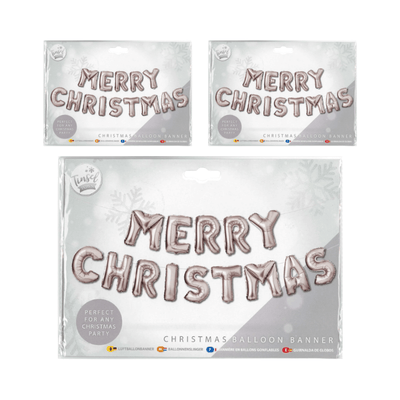 Wholesale Merry Christmas Balloon Banner- Silver - (Case of 12)