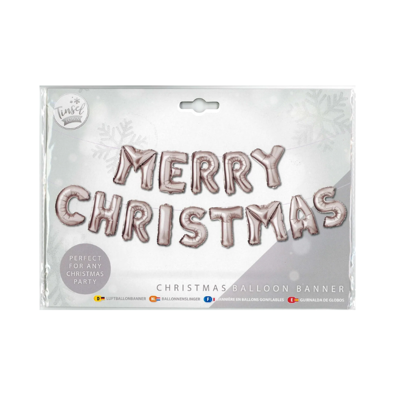 Wholesale Merry Christmas Balloon Banner- Silver - (Case of 12)