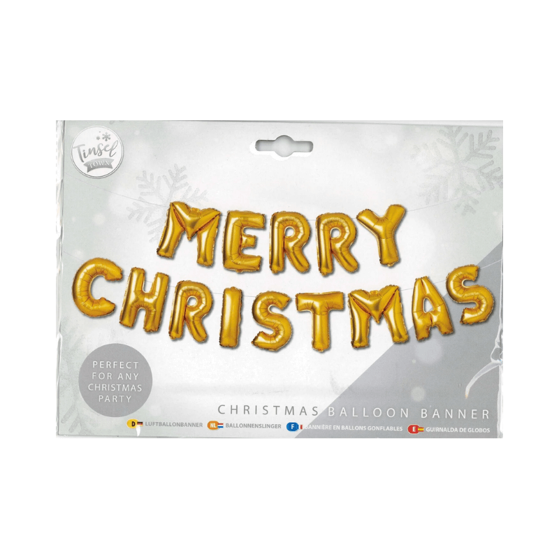 Wholesale Merry Christmas Balloon Banner - Gold - (Case of 12)
