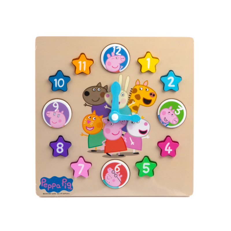 Wholesale Peppa Pig Wooden Learn to Tell the Time Clock - (Case of 12)