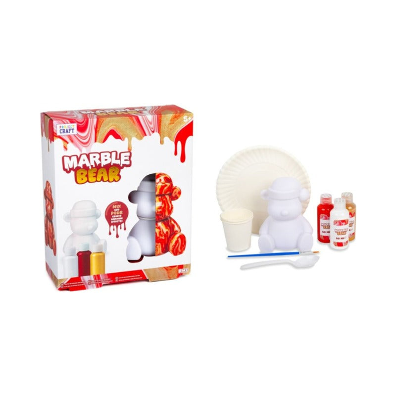 Marble Bear With Hat Paint Pouring Kit