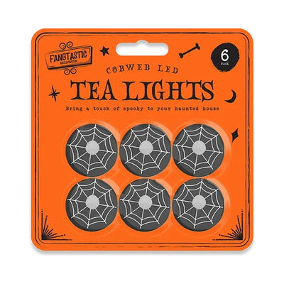 Wholesale Halloween Cobweb LED Tea Lights 6 Pack - Black - (Case of 24)