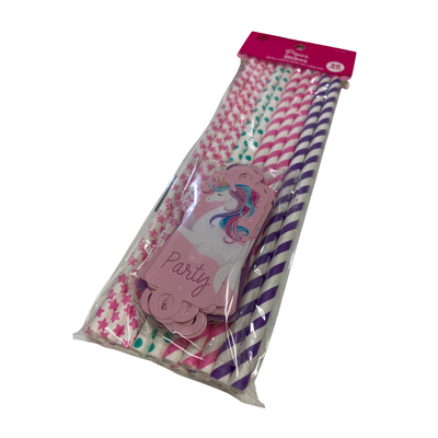Wholesale Unicorn Party Paper Straws Pack of 20 - Case of 12