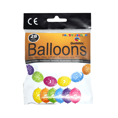 Wholesale 10 Multicoloured Number 3 Quicklink Balloons - (Case of 16)