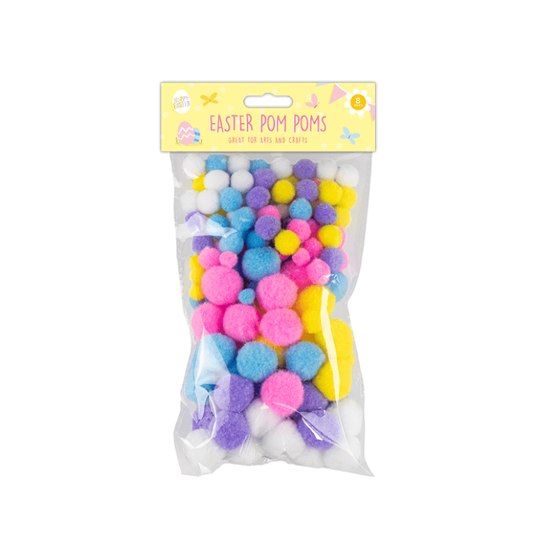 Wholesale 120 Pack Of Easter Pom Poms - (Case of 12)