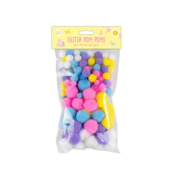 Wholesale 120 Pack Of Easter Pom Poms - (Case of 12)