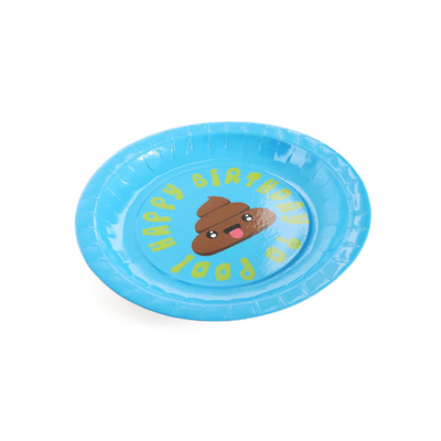 Wholesale Emoji Poo Birthday Party Plates - Pack of 16 - (Case of 16)