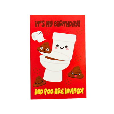 Wholesale 16 Poo Emoji Birthday Invites - (Case of 12)