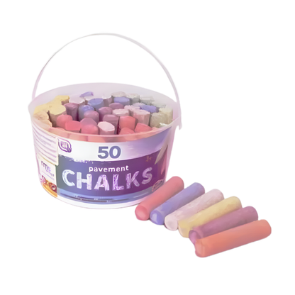 Jumbo Chalks Bucket - 50 Assorted Colours