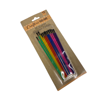 Wholesale Multi-Coloured Artist Paint Brushes Pack of 12 - (Case of 12)