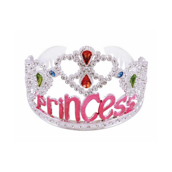 Princess Party Tiara Crown Silver & Pink 
