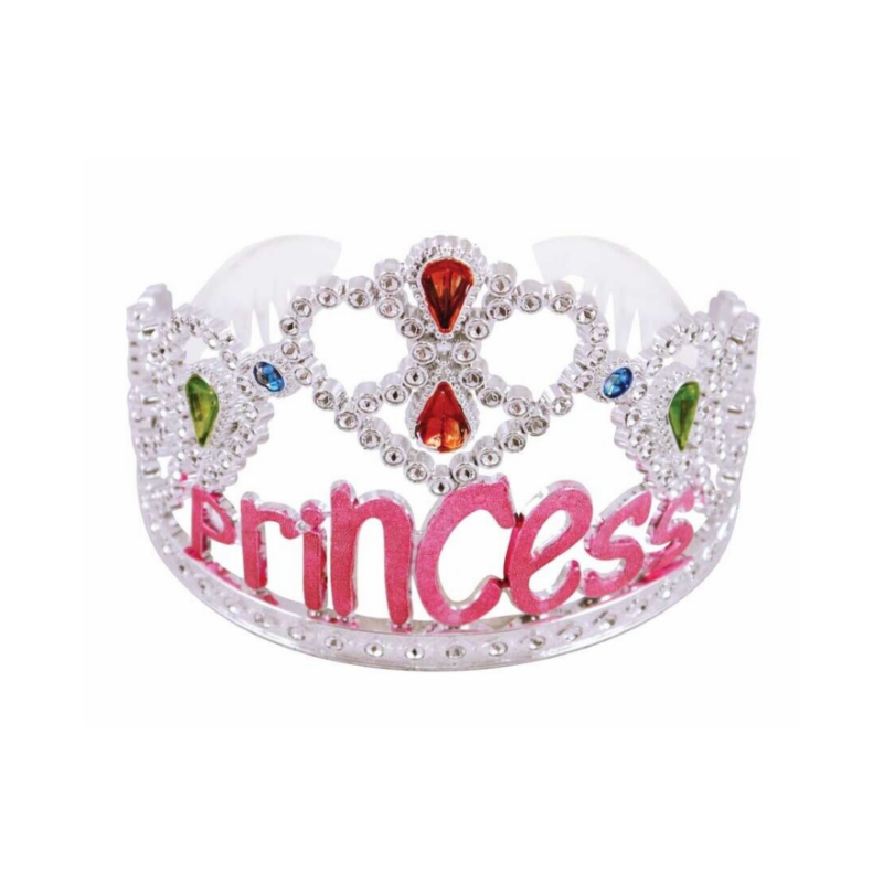 Princess Party Tiara Crown Silver & Pink 