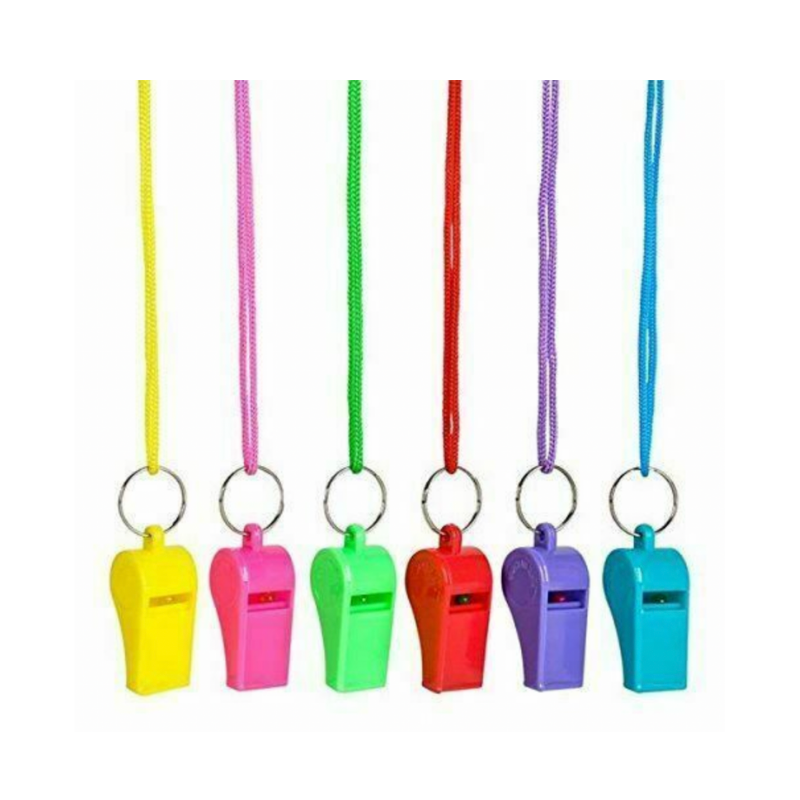 Neon Plastic Whistle with Lanyard in Various Colours 