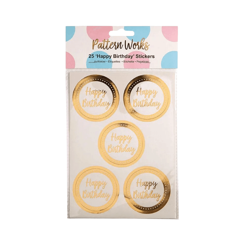 Pattern Works Happy Birthday Stickers - 25 pack
